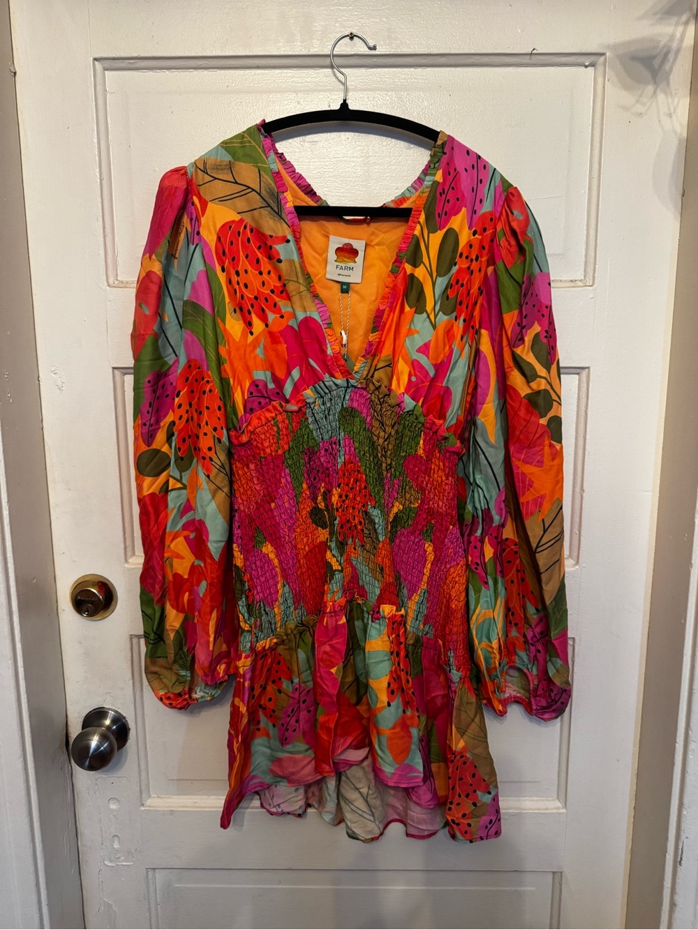FARM Rio Sweet Forest Smocked Dress Medium NWT